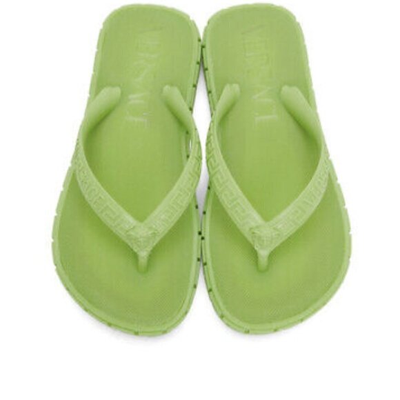 Versace Neon Fluo Green Greca Medusa Flip-flop Slip-on Sandal Size 37 - Picture 1 of 8